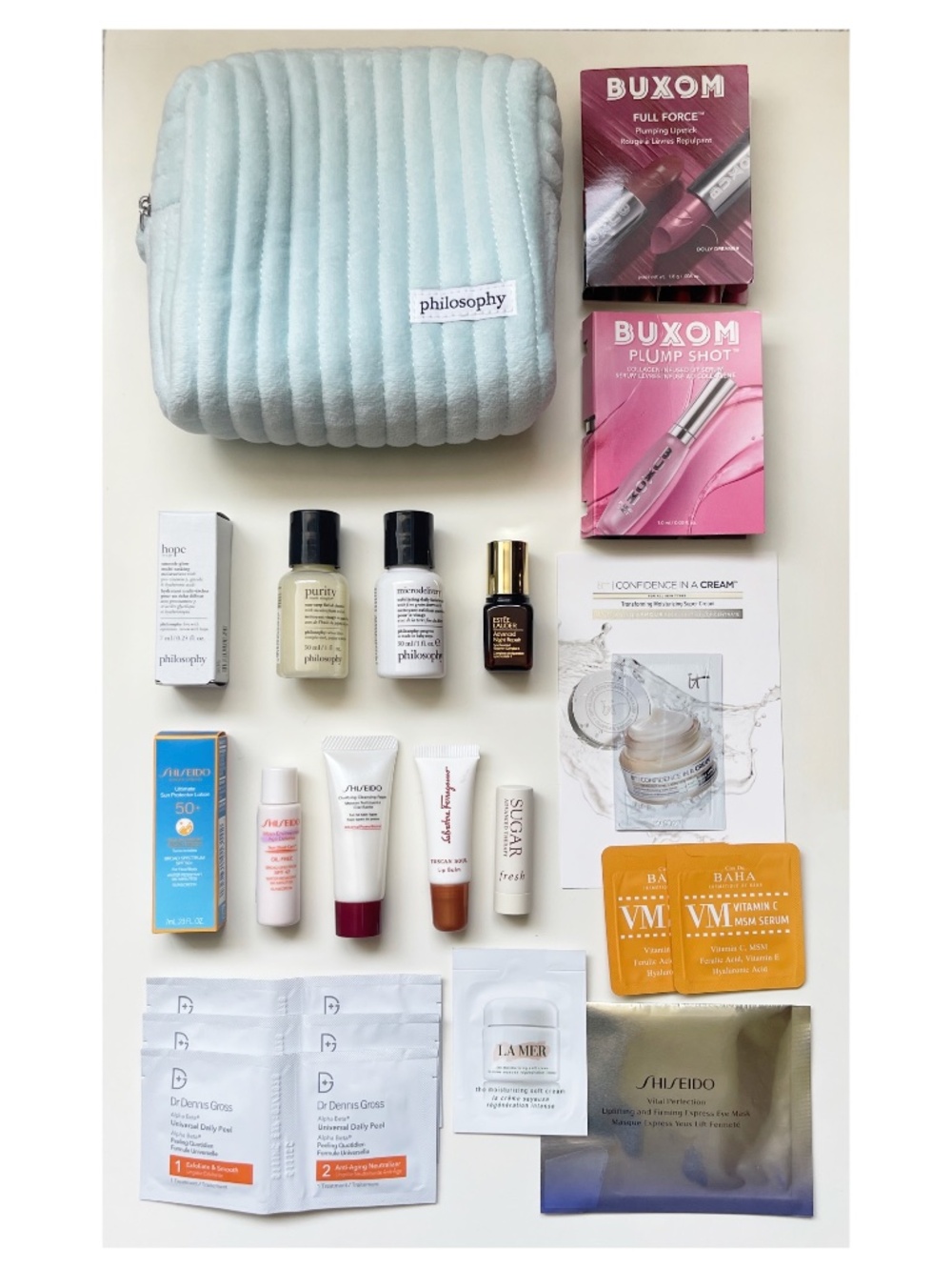 20 Item Beauty Bundle ~ Shiseido, Buxom, Estee Lauder, Fresh, La Mer, Ferragamo